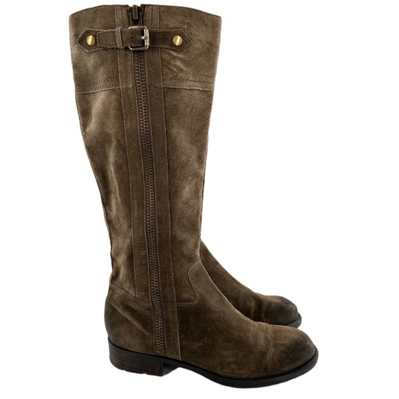 Franco Sarto knee high boots Panko 8 Brown suede distressed riding equestrian - Picture 14 of 14